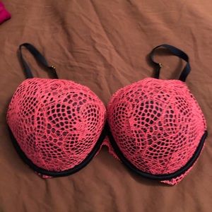 Navy and pink bombshell plunge